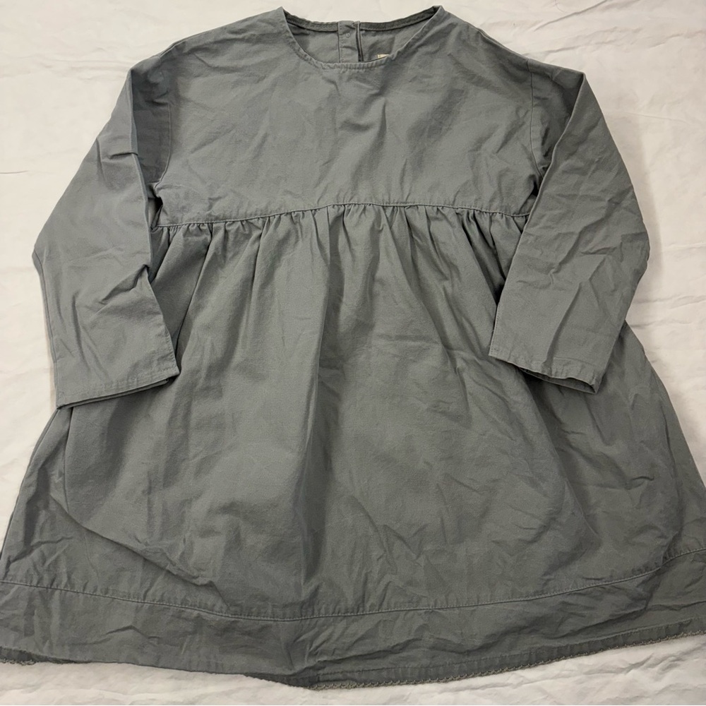 CottonMill Girls Green Long‎ Sleeve Dress Size 12-14 Buttons Trim